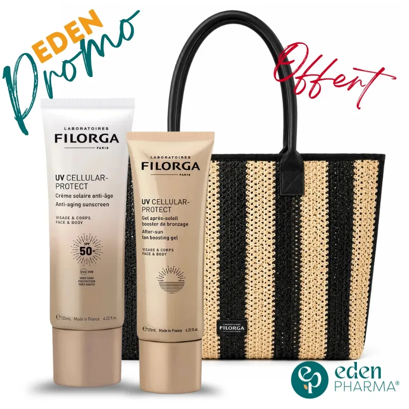 FILORGA UV CELLULAR PROTECT VISAGE ET CORPS 125ML + APRES SOLEIL BOOSTER DE BRONZAGE ET SAC DE PLAGE OFFERTE