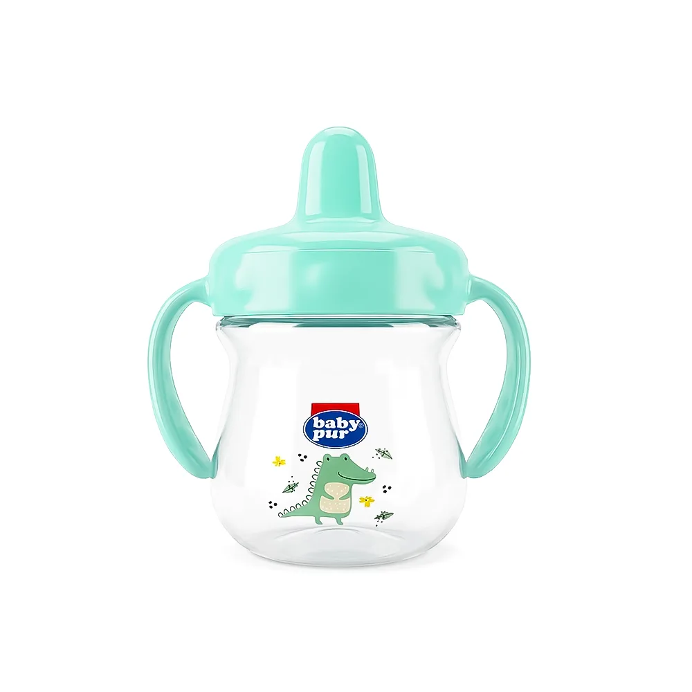 Baby Pur Tasse Double Anse et Bec Silicone Rigide 8 m+ Ref 78501