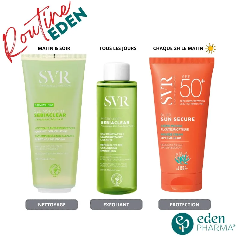 SVR Trio Sebiaclear Peau Eclatante + Blur -40%